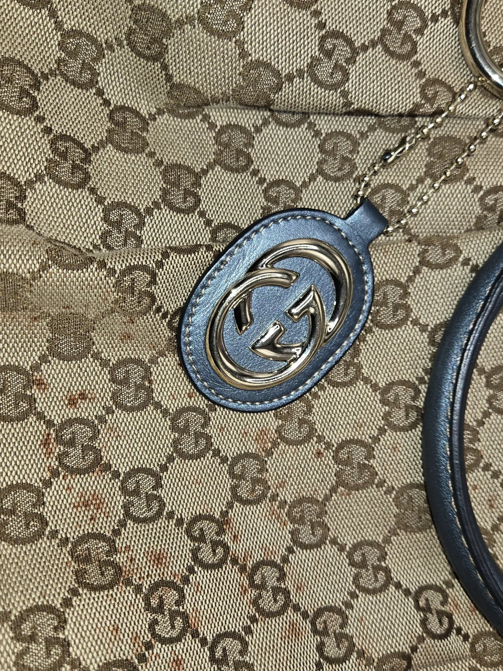 Authentic Gucci GG Canvas Sukey Tote – Blue Leather Trim – AS IS Project - Picture 8 of 8